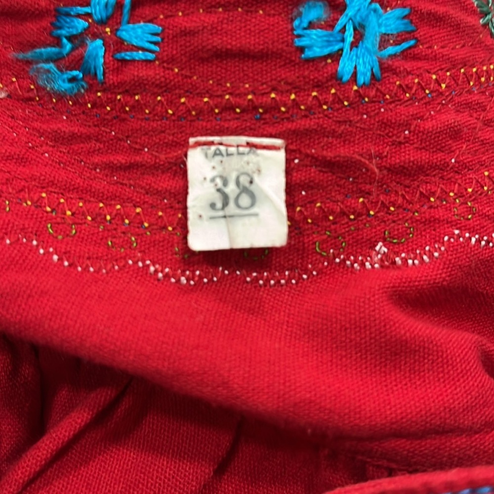 Vintage Red Embroidered Peasant Tunic - Picture 7 of 8